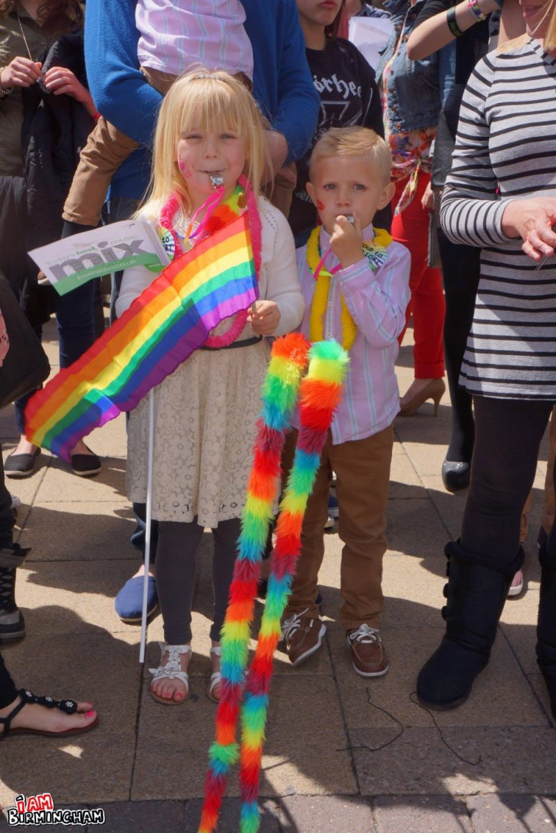 Children with rainbow flags at Birmingham Pride 2013 