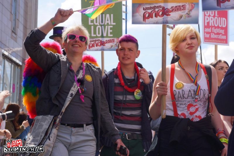 People marching during the Birmingham Pride parade in 2013 