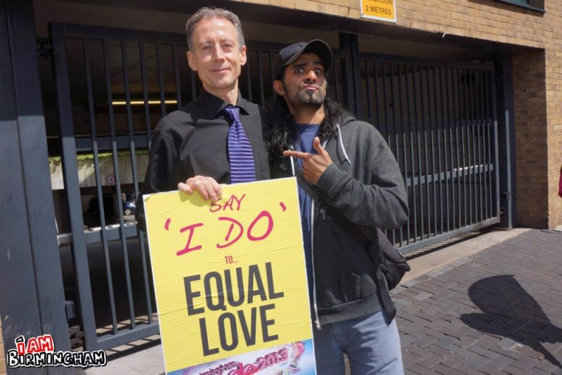 LGBT+ human rights activist Peter Tatchell with journalist and activist Adam Yosef at Birmingham Pride 2013