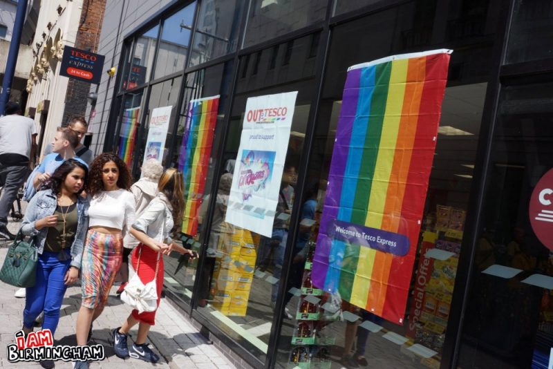 Pride rainbow flags displayed in Tesco in Birmingham 