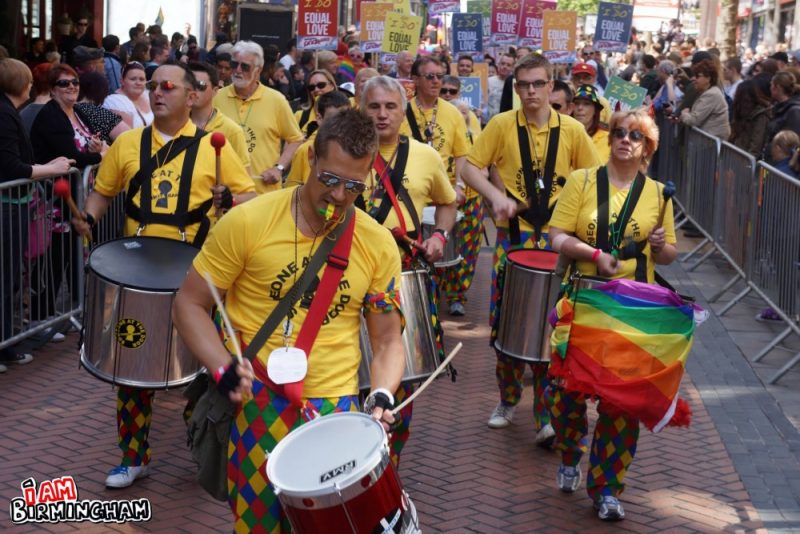 Someone's at the Door samba band lead the Pride parade 
