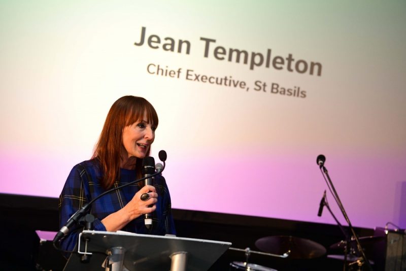 Jean Templeton, Chief Executive ofSt Basils Birmingham speaks to guests at the charity gala