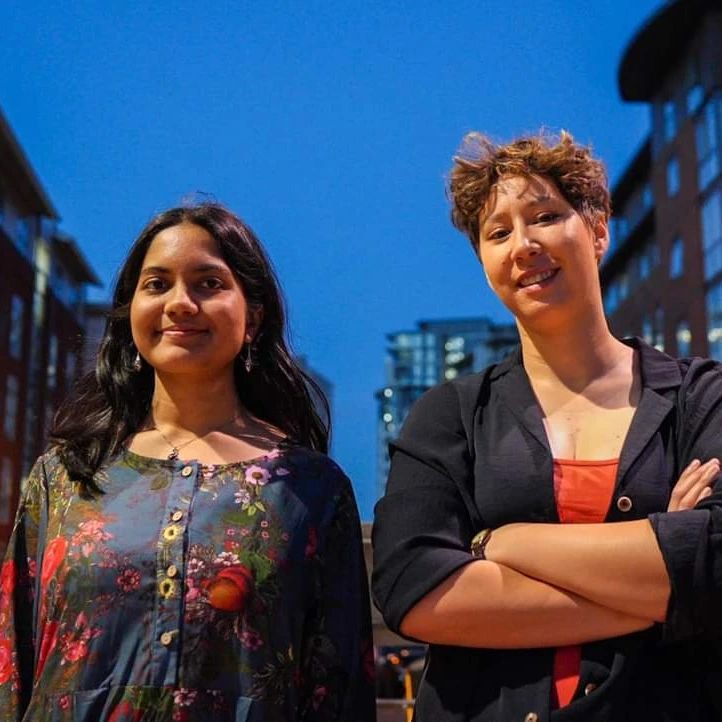 Young Poet Laureate Mandal (left) with Birmingham Poet Laureate Jasmine Gardosi