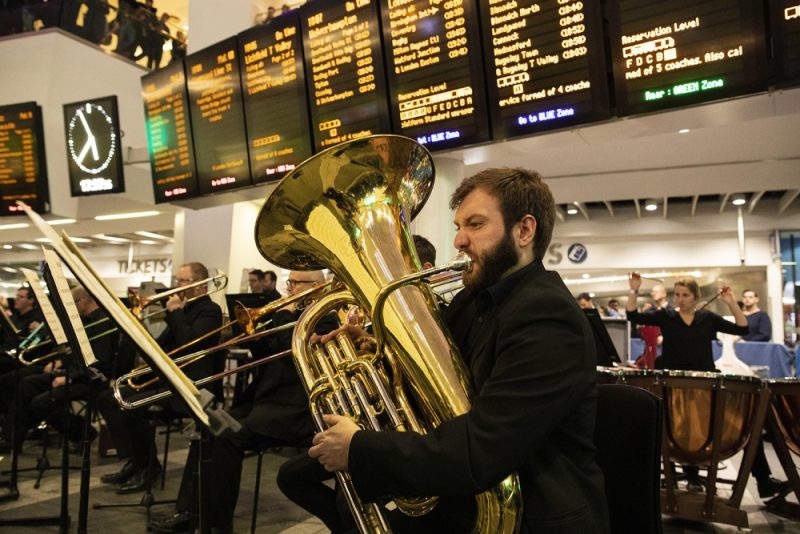CBSO (City of Birmingham Symphony Orchestra) perform at Birmingham New Street train station on Friday 18 November. Photo: Andrew Fox.