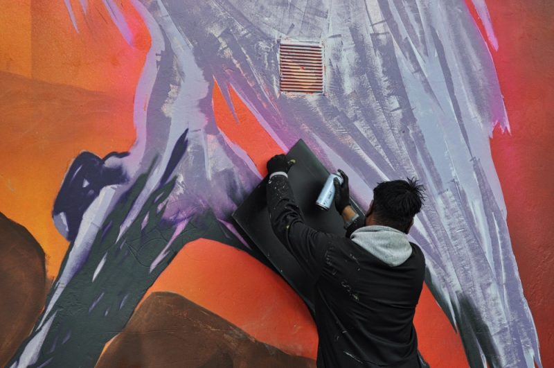 Despite the logistical challenges Ali enjoyed working on the massive mural