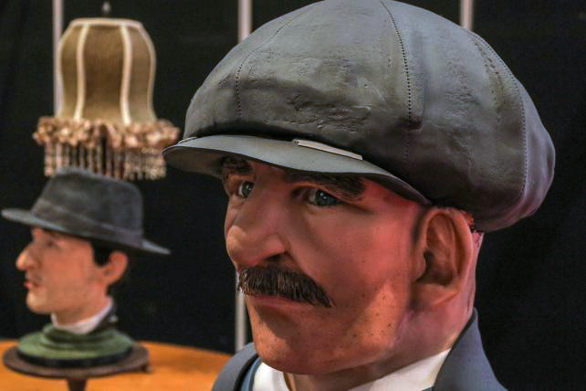 Cake busts of Arthur Shelby (right) and Luca Changretta (left) on display at the show