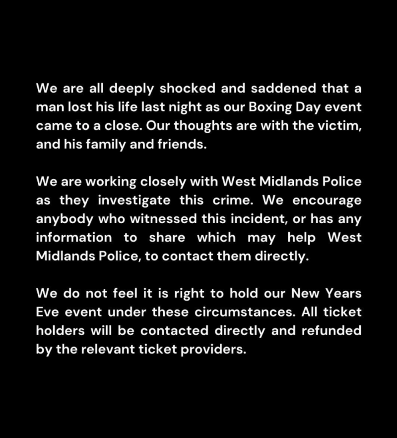 Crane nightclub issued a statement expressing shock and sadness