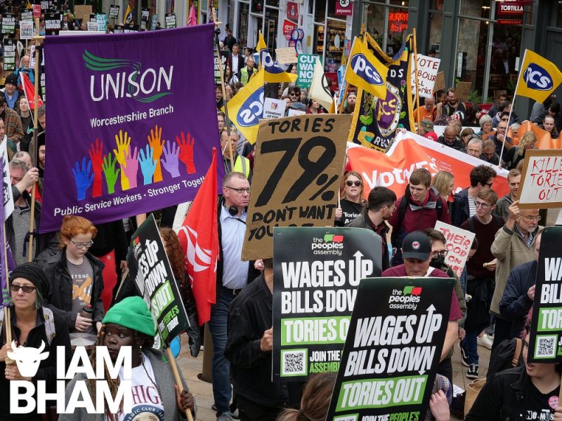 Trade union members protest during Conservative Party Conference in Birmingham in October last year