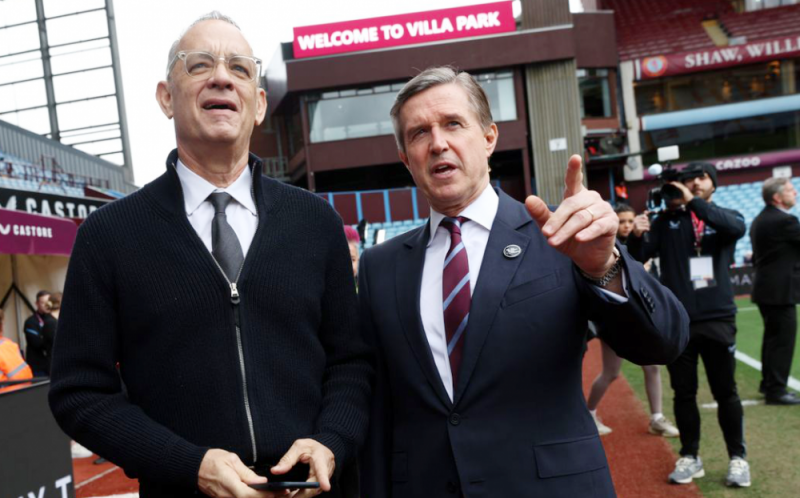 Tom Hanks toured Villa Park before the game against Arsenal on Saturday