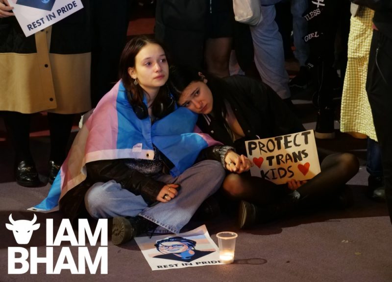 Mourners at the Brianna Ghey vigil in Birmingham city centre 