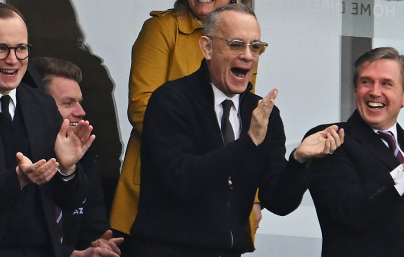 The Hollywood star showed his delight when his beloved Aston Villa scored against Arsenal