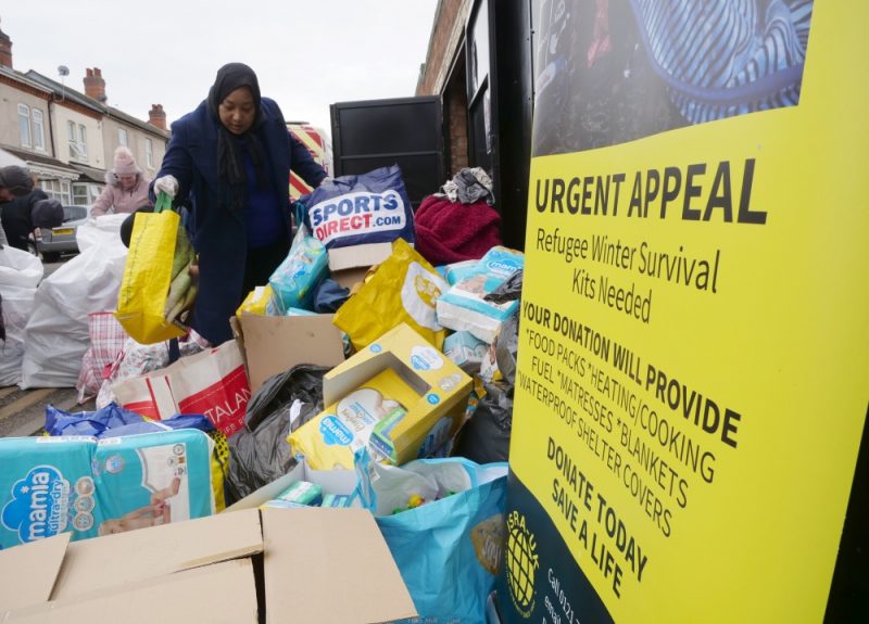 Volunteers sort through donations dropped off to Birmingham charity ISRA UK