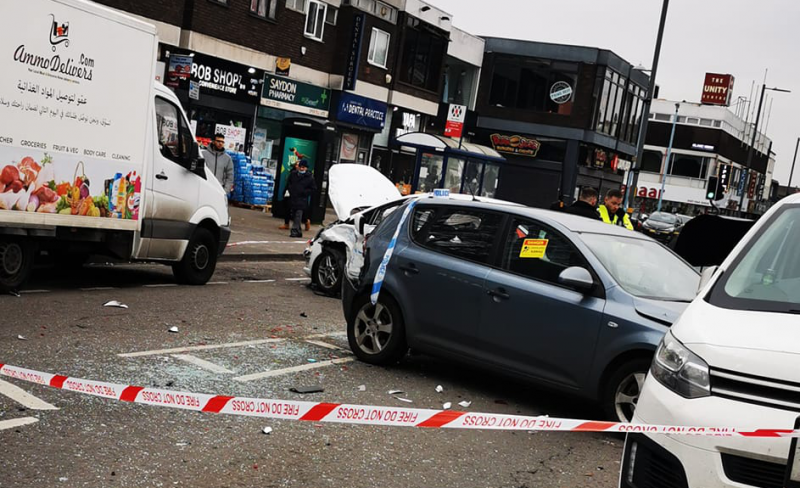 Four people were rushed to hospital after the horrific accident in Coventry Road