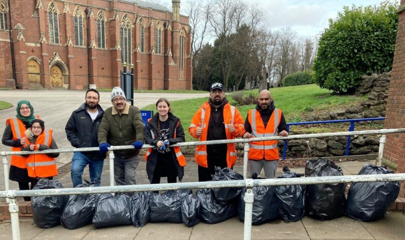 The proud Brummie volunteers at the end of the two hour litter pick operation in Handsworth Cemetery