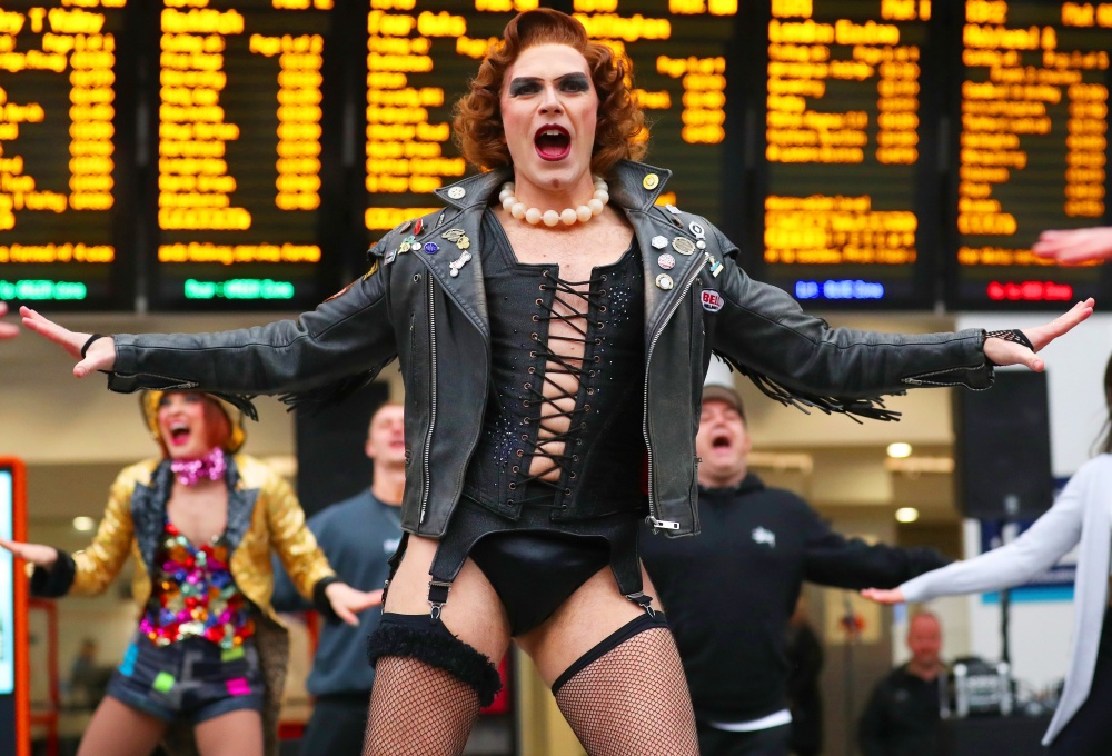 The Rocky Horror Show gave a surprise performance outside New Street Station