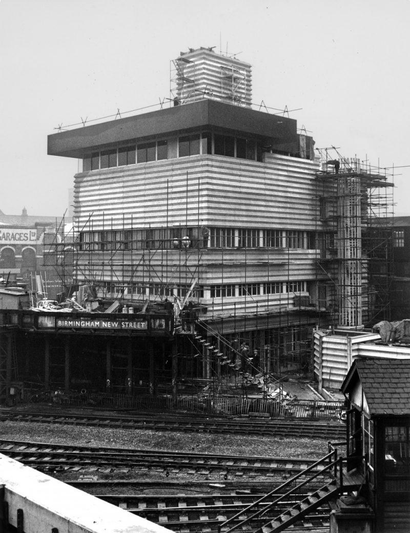The Brutalist signal box under construction in January 1965 