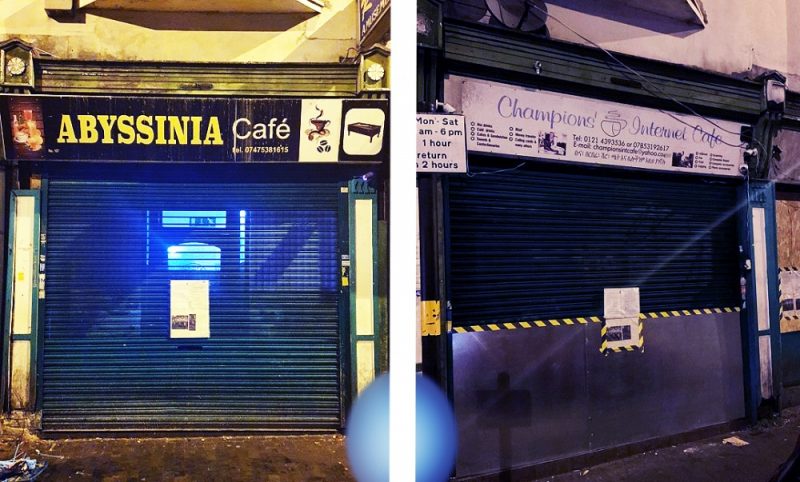 The cafes on Villa Road in Lozells, Birmingham have been closed following complaints about anti-social behaviour 