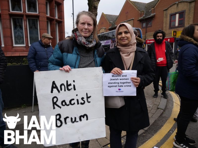 Local residents displaying anti-racism posters in York Road, Kings Heath