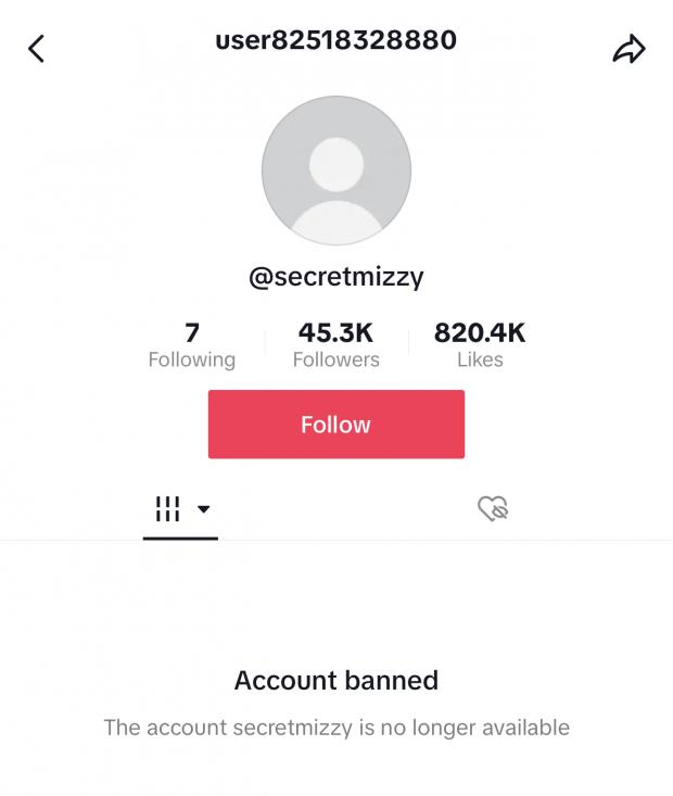 Bacari 'Secret Mizzy' Ogarro has been banned from TikTok 