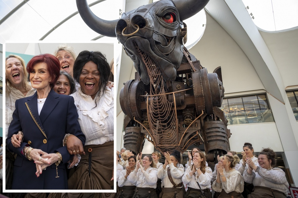 Back in Brum! Ozzy the bull unveiled at new home with Sharon Osbourne in attendance