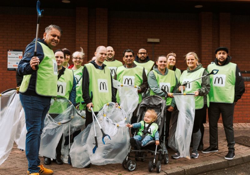 16 staff and crew from two McDonald's restaurants, including two Councillors took part in the litter pick 