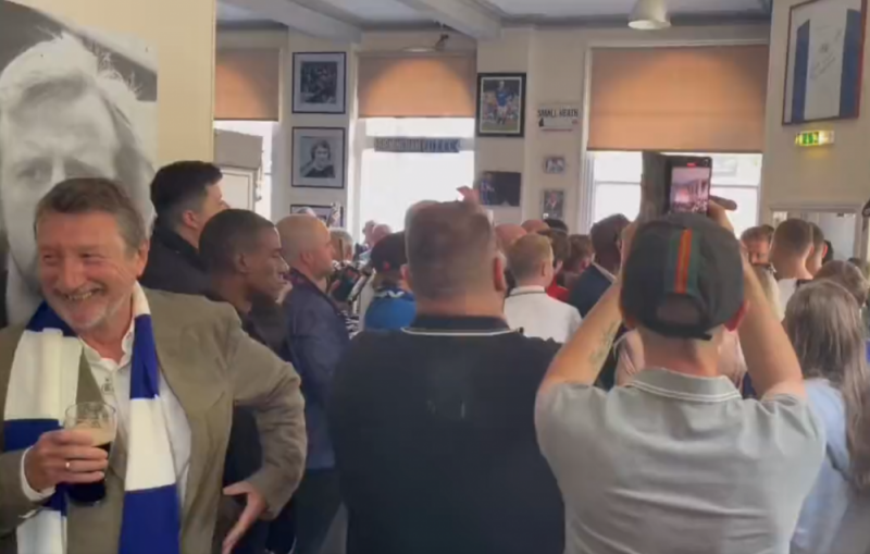 Peaky Blinders creator Steven Knight (left) enjoys a drink with BCFC fans