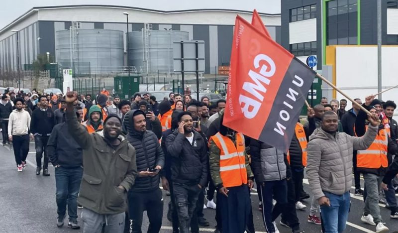 About 60 GMB members joined the picket line at the Amazon warehouse in Sutton Coldfield on Thursday