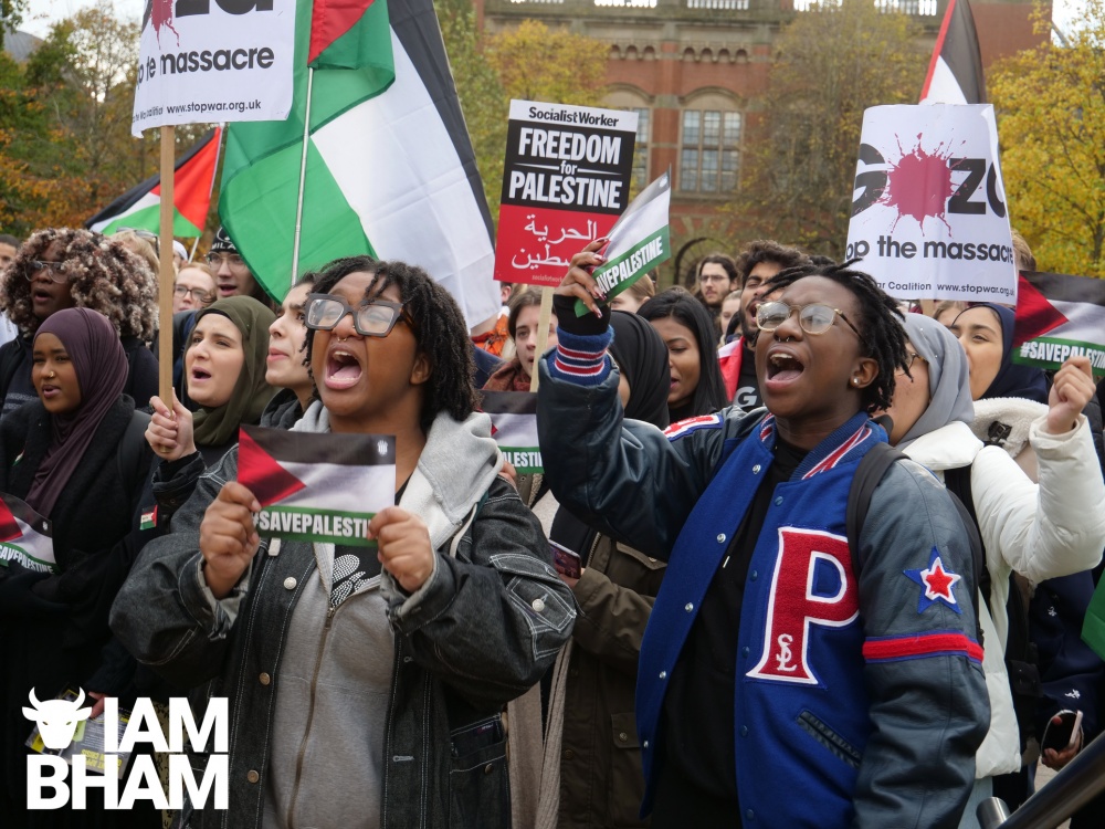 Students at the University of Birmingham protesting for Palestine