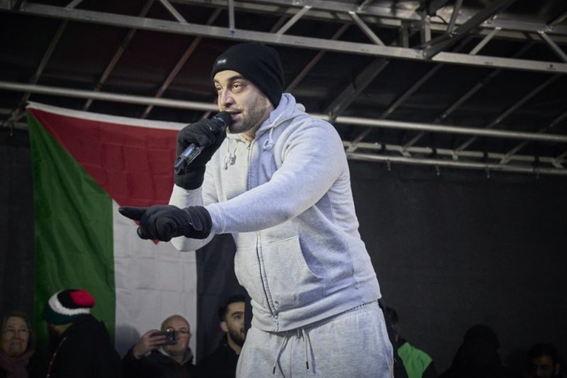 British rapper Lowkey defended George Galloway's right to speak at the Birmingham rally for Gaza 