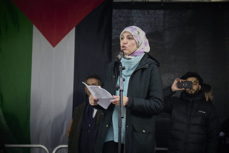 Salma Yaqoob was a key speaker at the pro-Palestine rally, alongside Clare Short and Jeremy Corbyn 