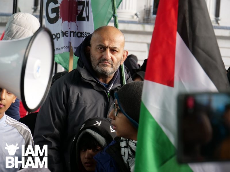 Salman Mirza at a Gaza Ceasefire protest in Birmingham on Friday 24 November 2023